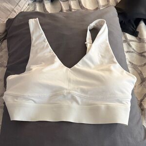 Fabletics White V-Neck Wireless Bralette